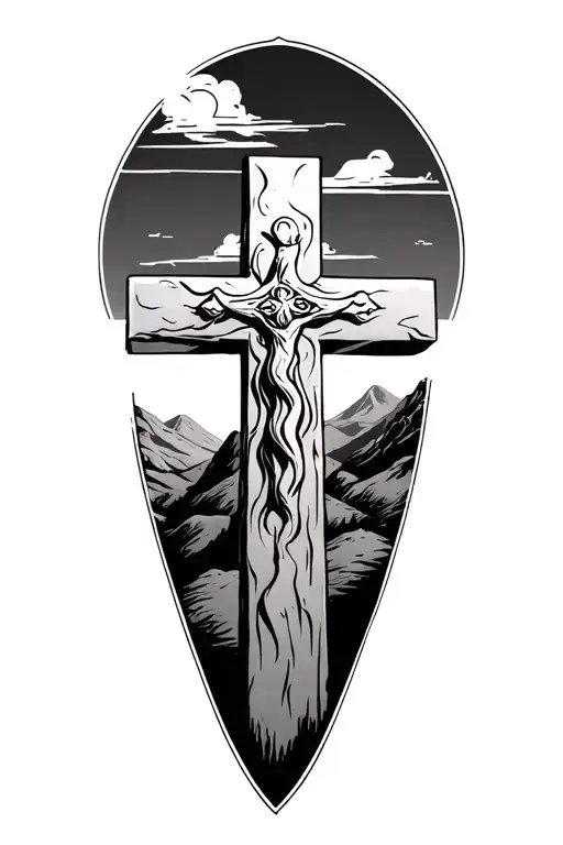 Three Crosses On Hills