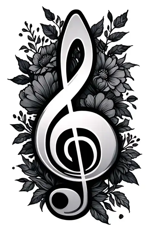 Treble Clef With Letter E Floral
