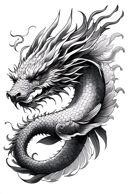 Japanese Dragon With Koi Fish And Phoenix Sleeve