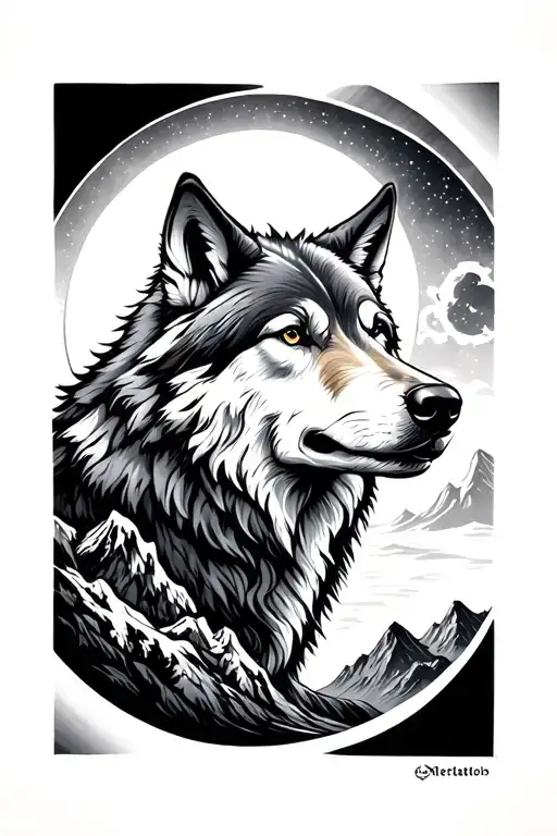 Sun And Moon Wolf Mountain Range