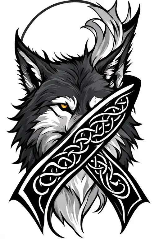 Celtic Wolf Cancer Ribbon Intertwined
