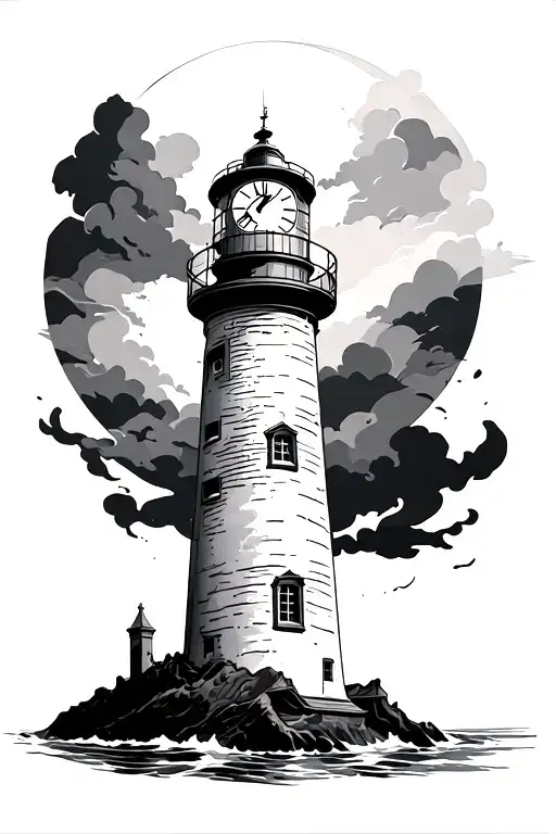 Lighthouse And Clock Surrounded