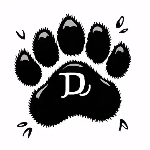 Minimalist Dog Paw With Initial D