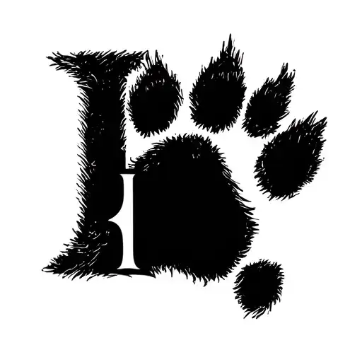 Minimalist Dog Paw With Initial D Without Filling