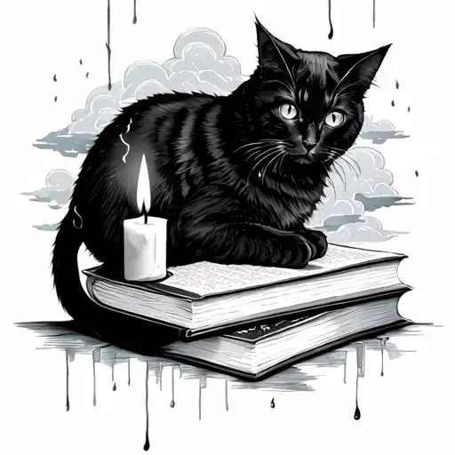 Thunderstorm Rain Clouds Candles Books Cat