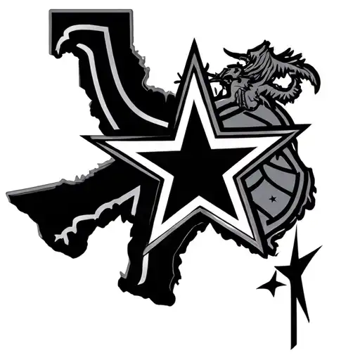 Dallas Cowboys Star Inside Texas State Outline