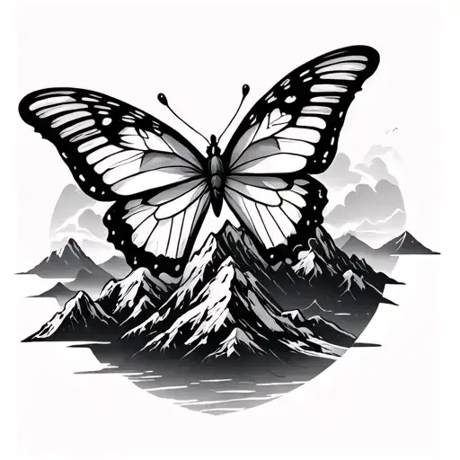 Mountain Top And Butterfly