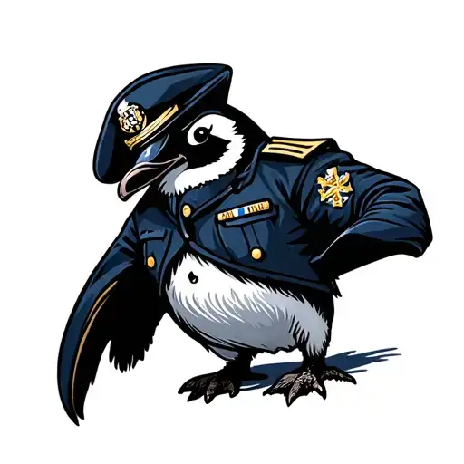Penguin With Navy Uniform And Ems Background