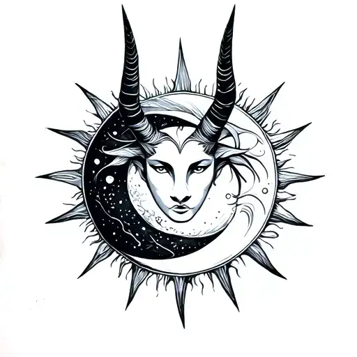 Sun Moon Capricorn Symbol Merging