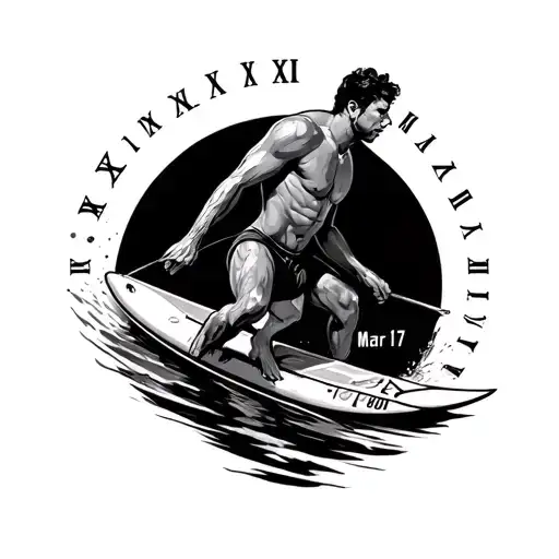 Man Surfing With Roman Numerals Of March 17