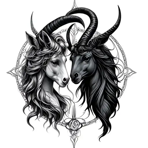 Capricorn And Virgo Symbols Incorporated Representing The Client's Love