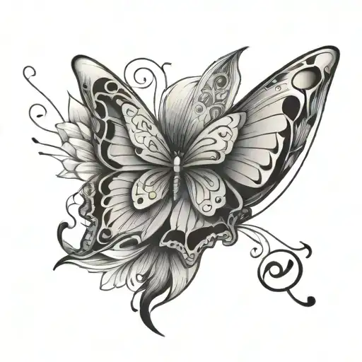 Fine Line Butterfly With The Letters S And L