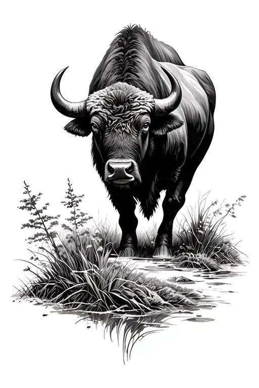 Buffalo In Nature Scene