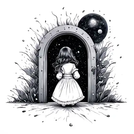 Little Girl Entering Galaxy Door