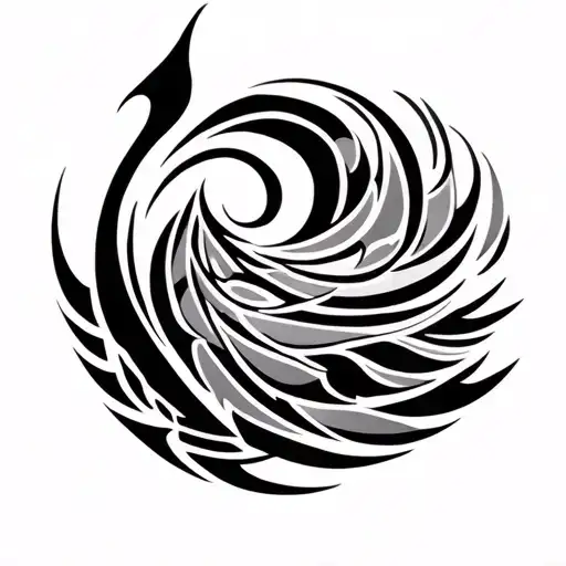 Polynesian Tribal Line In The Shape Of A Wave