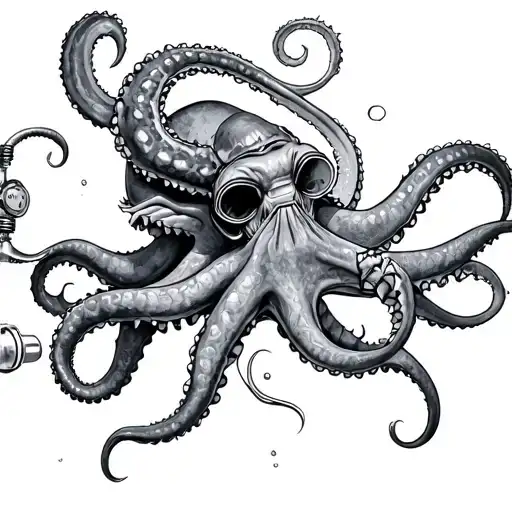 A Scuba Diver Choking The Kraken With A Regulator