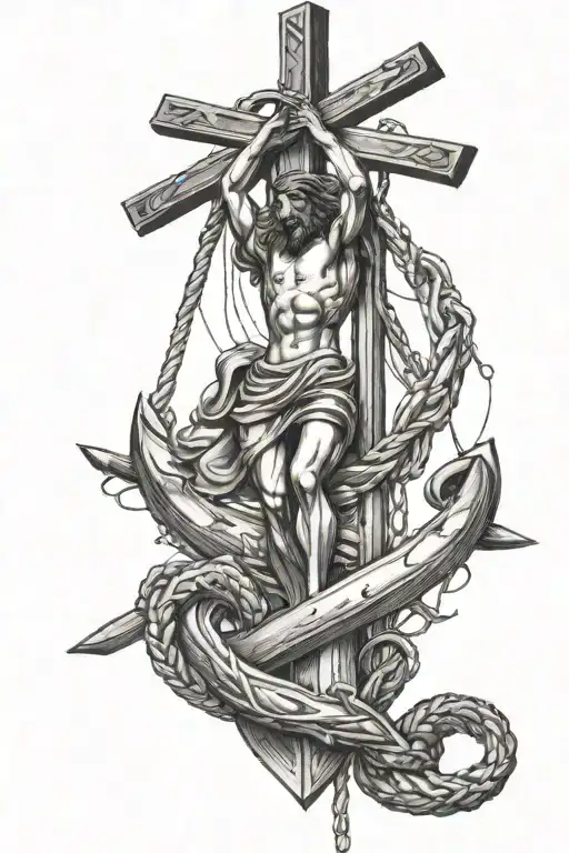 Jesus Crucified On An Anchor And Something To Represent The Navy