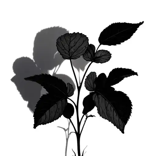 Silhouette Of Baby Plant Growing And Casting A Shadow Of A Larger Grown Plant