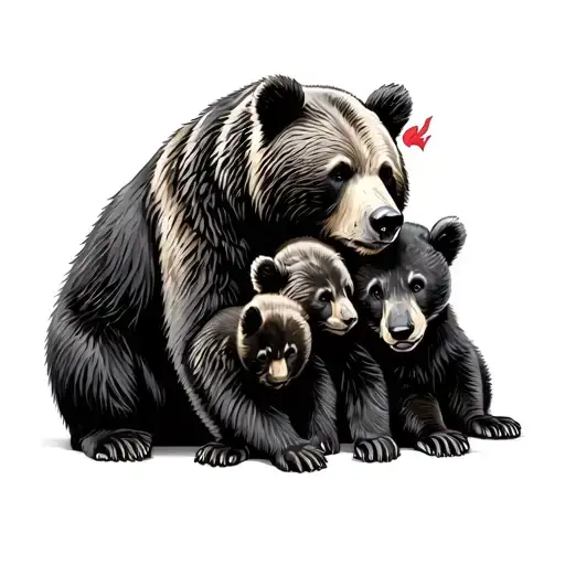 Bear With Cubs