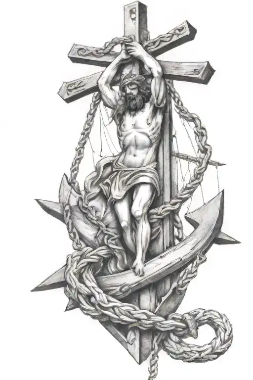 Jesus Crucified On An Anchor And Something To Represent The Navy