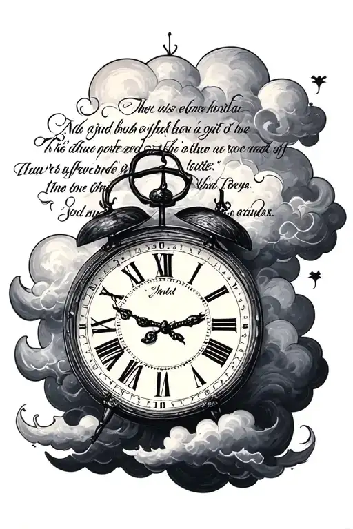 Clouds And A Clock With A Bible Verse