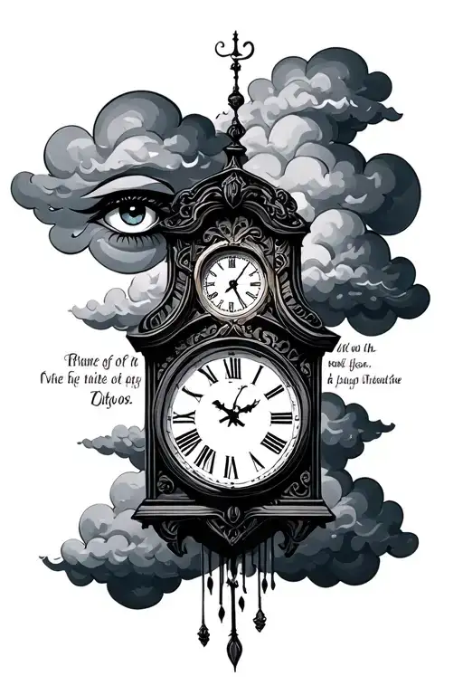Clouds And A Clock With A Bible Verse And A Eye