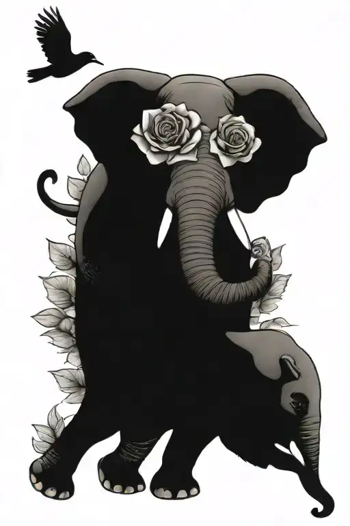 Elephant And Rose And Clock
