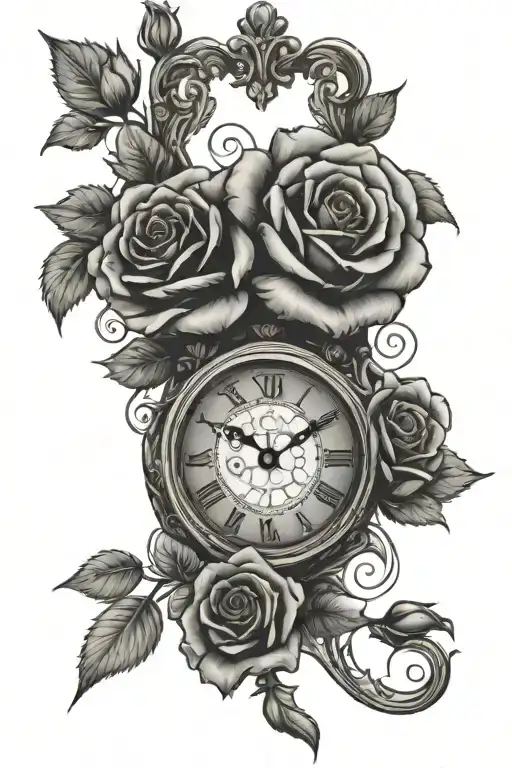 Roses And Heart Shaped Clock