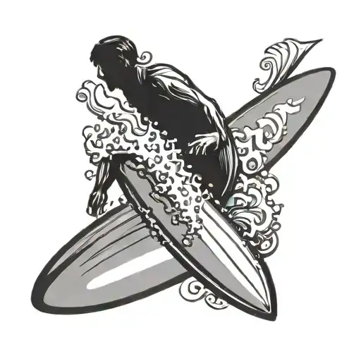 A Surfing Silhouette Riding A Wave With The Word 'Amor' Integrated Into The Design