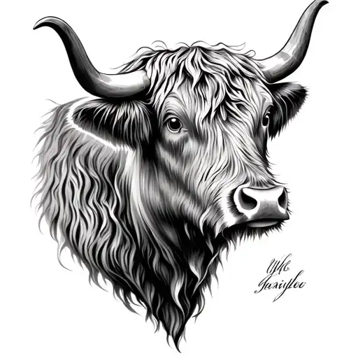Longhorn Highland Cow Head