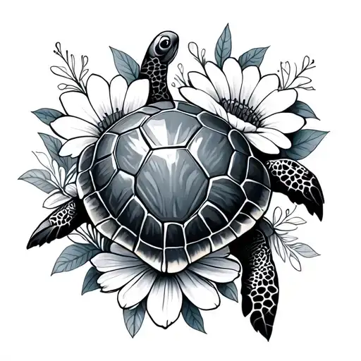 Flowers And Turtle