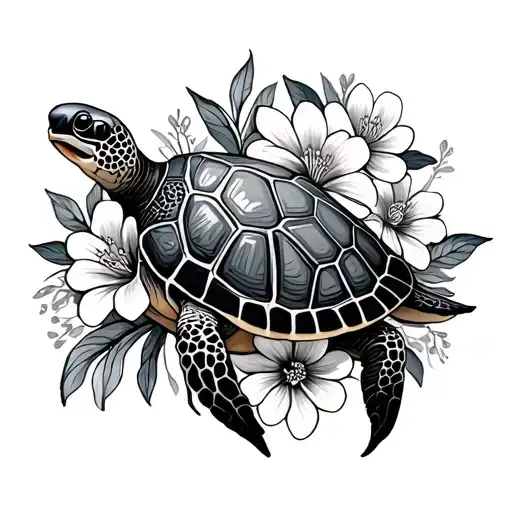 Flowers With Turtle