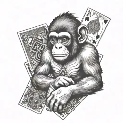 Monkey Holding Playing Cards