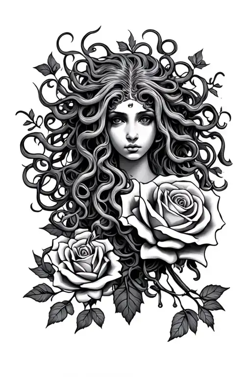 Medusa And Rose Branches