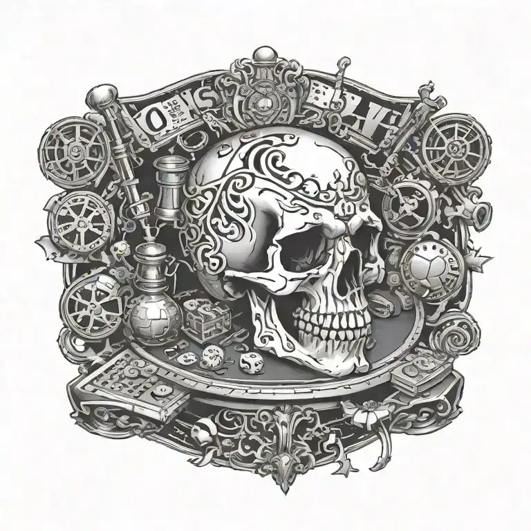 Create A Tattoo Of A Craps Table With A Skull As The Shooter