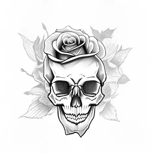 Skull Holding Roses