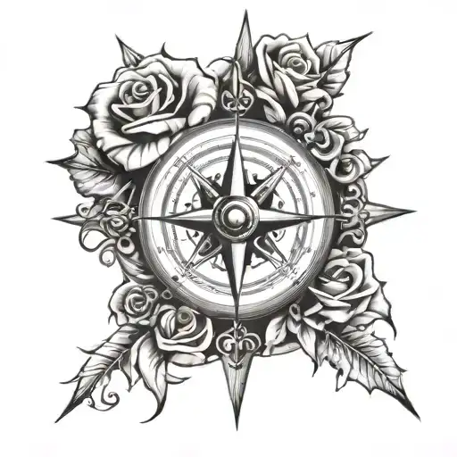Compass With Roses And Thorns
