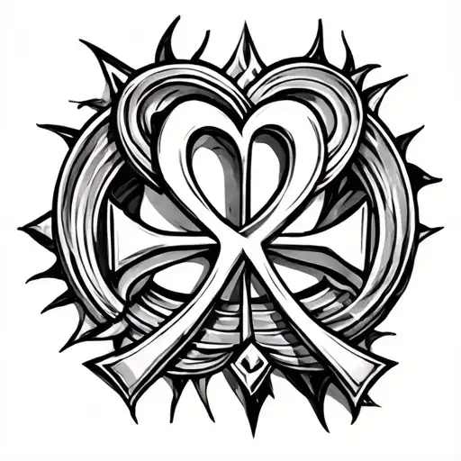Gothic Black And White Ankh Symbol