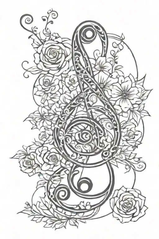 Treble Cleff With Light Floral Background