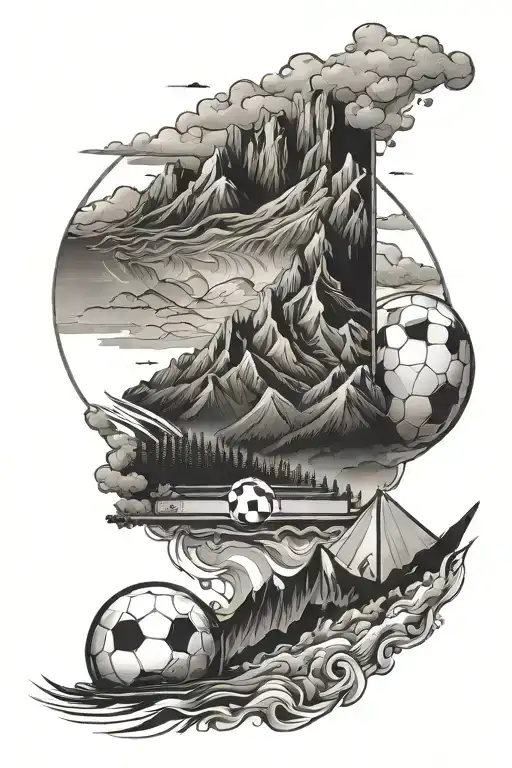 Sky Then Flows Into Mountains Then Flows Into A Soccer Stadium