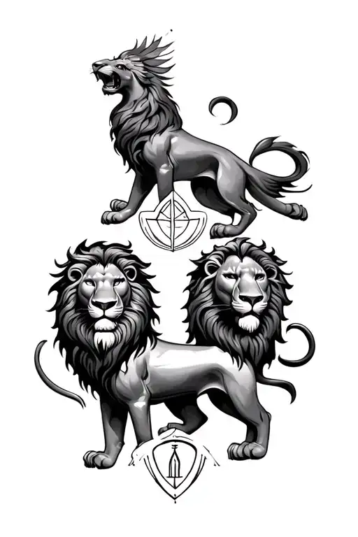 Two Lions And A Virgo Symbol Incorporated