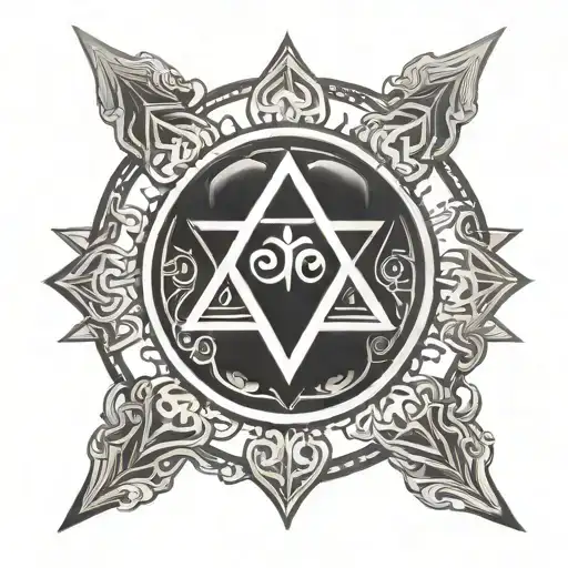 A Minimalist Design Of A Sacred Symbol Associated With A Specific God In Black-grey Tones