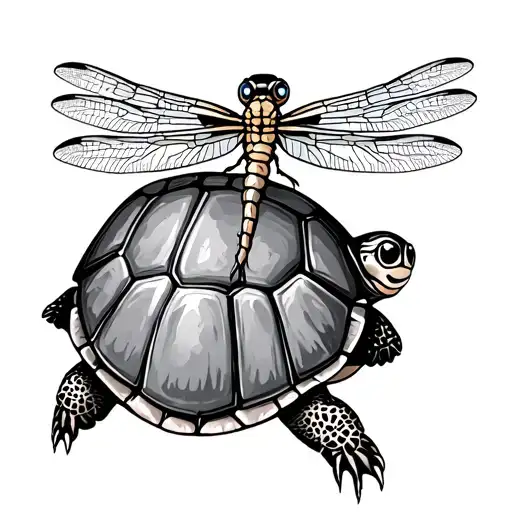 Dragonfly On A Turtle Smiling