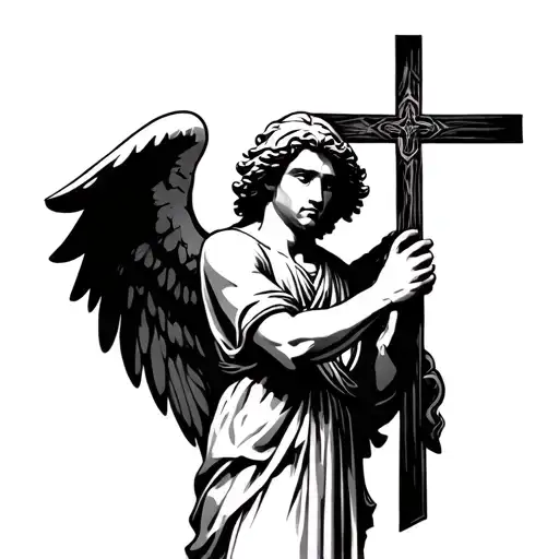 Masculine Angel Holding A Cross