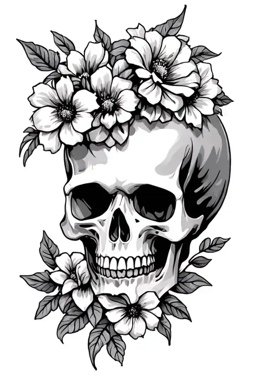 Skull And Flowers
