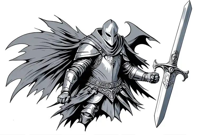 Medieval Space Knight Holding A Sword