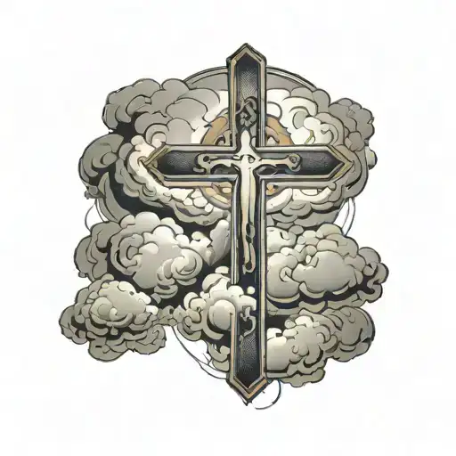 Christian Forearm Tattoo Featuring Clouds And A Cross