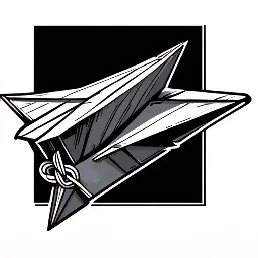 Paper Airplane Tattoo With Lucky Knot