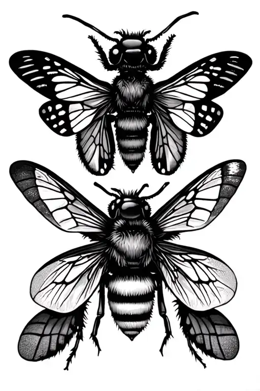 Butterfly Bee Moth In A Row