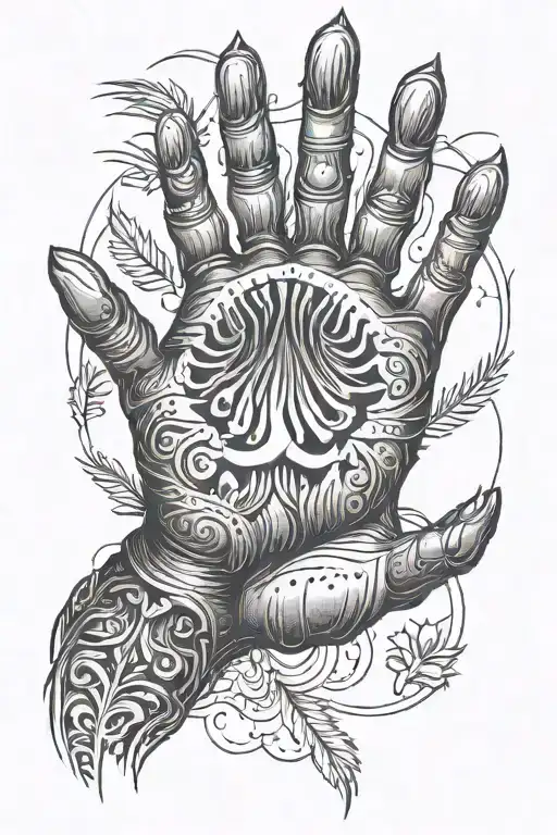 Hand With Bear Paw In Palm